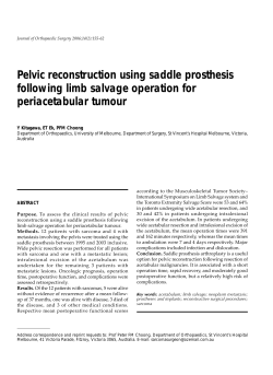 Pelvic reconstruction using saddle prosthesis following limb salvage