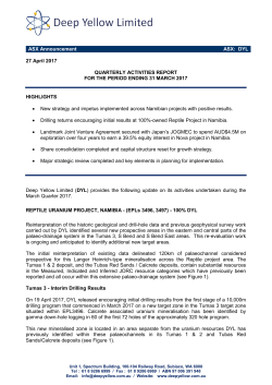 March Quarter Activities Report