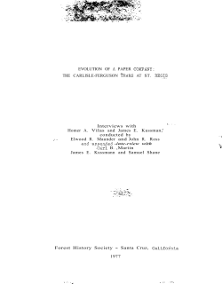 THE CARLISLE-FERGUSON YEARS AT ST. REGIS Interviews with