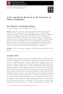 A New Agenda for Research on the Trajectory of Chinese Capitalism
