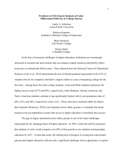 Predictors of Thriving in Students of Color