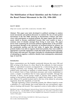 The Mobilisation of Rural Identities and the Failure of the Rural