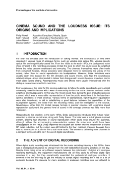 CINEMA SOUND AND THE LOUDNESS ISSUE: ITS ORIGINS AND
