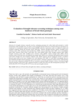 Evaluation of drought tolerance screening techniques