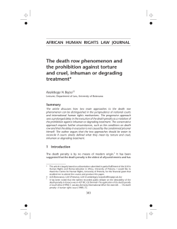 The death row phenomenon and the prohibition against torture and