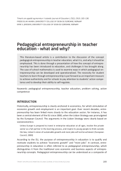 Pedagogical entrepreneurship in teacher education – what and why?