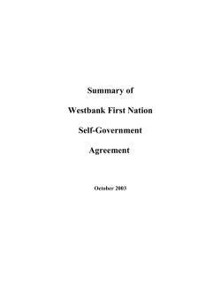 Summary of Westbank First Nation Self