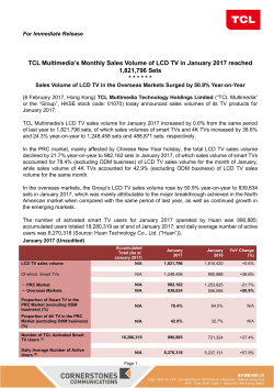 TCL Multimedia`s Monthly Sales Volume of LCD TV in January 2017