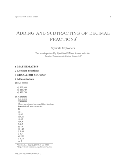 Adding and subtracting of decimal fractions