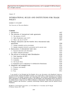 INTERNATIONAL RULES AND INSTITUTIONS FOR TRADE