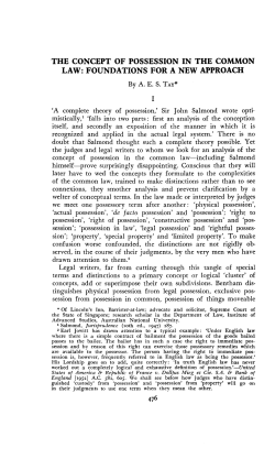 the concept of possession in the common law