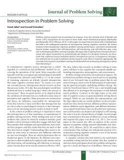 Introspection in Problem Solving - Purdue e-Pubs