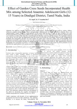 Effect of Garden Cress Seeds Incorporated Health Mix