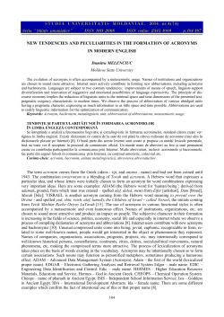 new tendencies and peculiarities in the formation of acronyms in