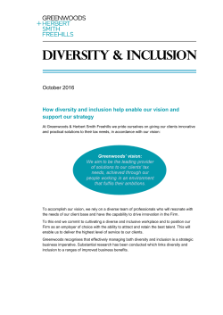 October 2016 How diversity and inclusion help enable our vision