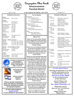 Announcements Parashat Shmini