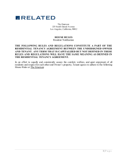 HOUSE RULES Resident Notification THE FOLLOWING RULES