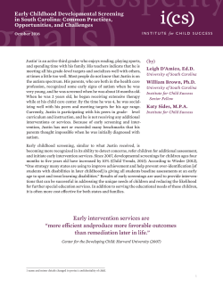 Early Childhood Developmental Screening in South Carolina