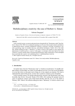 Multidisciplinary creativity: the case of Herbert A. Simon