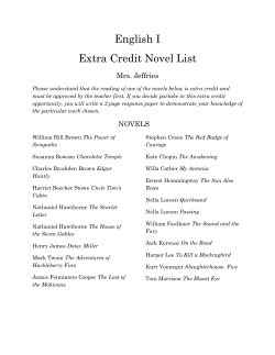 English I Extra Credit Novel List