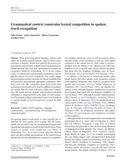 Grammatical context constrains lexical competition in spoken word
