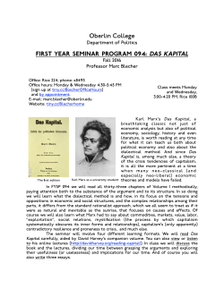 First Year Seminar 094: Das Kapital