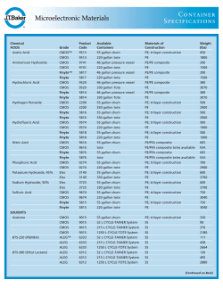 Container Specifications Table - Avantor Performance Materials
