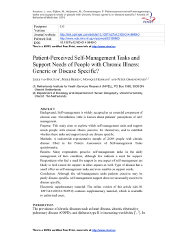 Patient-perceived self-management tasks and support needs