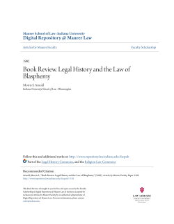 Book Review. Legal History and the Law of Blasphemy