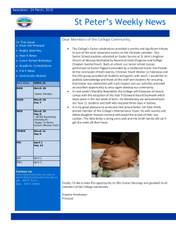 St Peter`s Weekly News - St Peter`s Anglican College