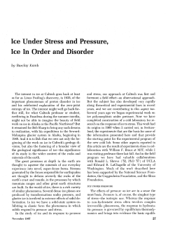 Ice Under Stress and Pressure, Ice In Order and Disorder
