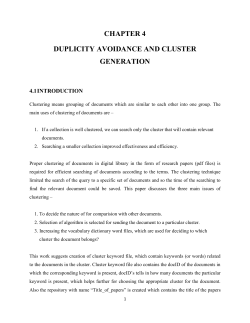 chapter 4 duplicity avoidance and cluster generation