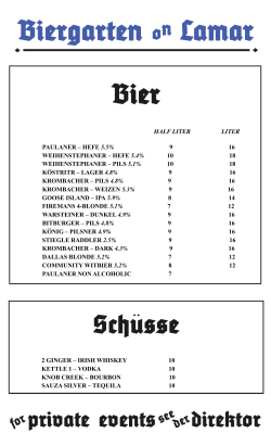 half liter liter paulaner &ndash; hefe 5.5% 9 16 weihenstephaner &ndash; hefe 5.4