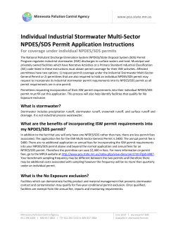 Industrial Stormwater Multi-Sector NPDES/SDS Permit Application