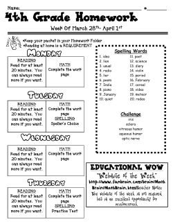 4th Grade Homework - Welcome to teachers.olatheschools.com!