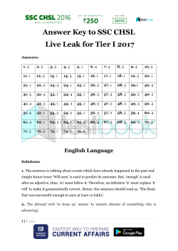 Answer Key to SSC CHSL Live Leak for Tier I 2017