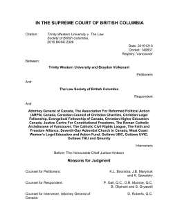 TWU - Reasons for Judgment - The Law Society of British Columbia