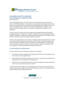 Succeeding at Law Firm Leadership: Seven Strategies to Implement
