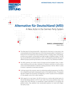 Alternative f&uuml;r Deutschland (AfD) : a new actor in the German party