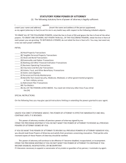 STATUTORY FORM POWER OF ATTORNEY