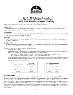 2017-2018 Tuition Schedule - Isaac Newton Christian Academy