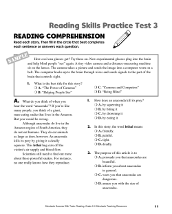 Reading Skills Practice Test 3