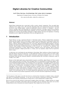 Digital Libraries for Creative Communities