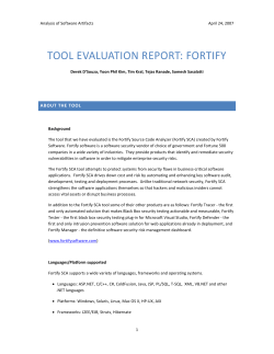 TOOL EVALUATION REPORT: FORTIFY