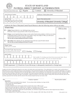 State of Maryland Payroll Direct Deposit Authorization