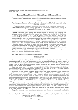 Major and Trace Elements in Different Types of Moroccan Honeys