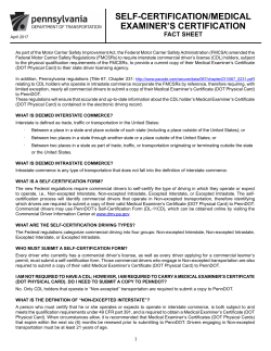 PennDOT - Self-Certification/Medical Examiner`s Certification Fact