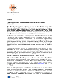 Open to the World: ERC President at Next Einstein Forum, Senegal