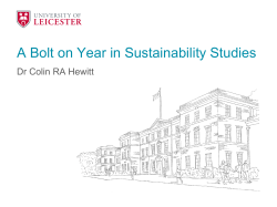 A Bolt on Year in Sustainability Studies
