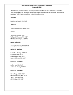 New Fellows of the American College of Physicians January 1, 2016